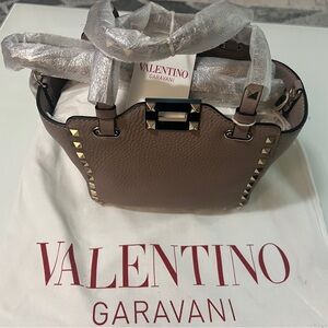 Valentino Rockstud Mini Grainy Leather Tote